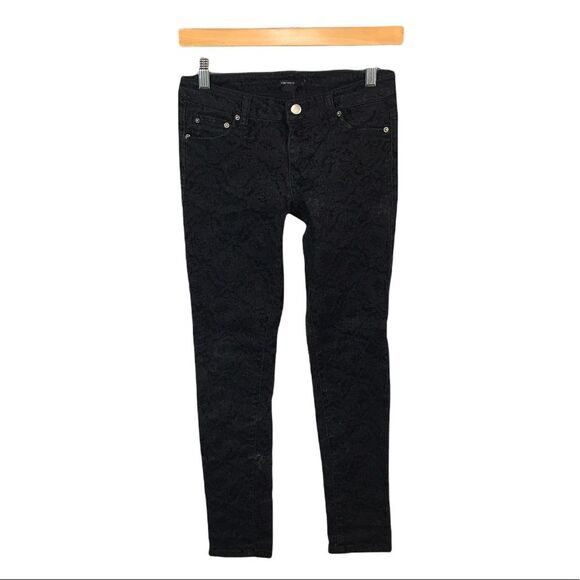 WJ242 Women’s Forever 21 Velvet Floral Print Stretch Skinny Jeans 24 - Picture 1 of 6